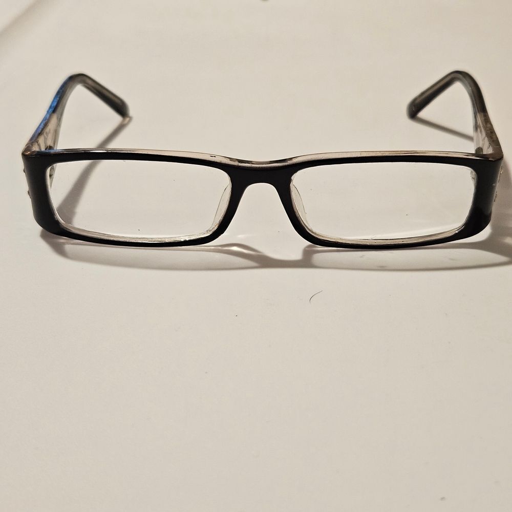 Vintage Black And Rhinestone Rectangular Glasses - image 2